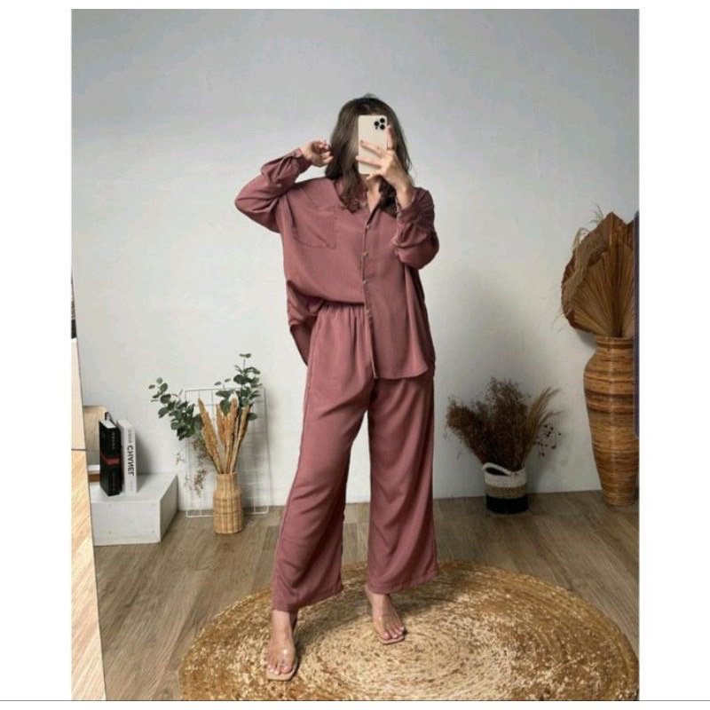 ONESET CRINCLE BAJU ATASAN BAWAHAN OVERSIZED BUSUI FRIENDLY