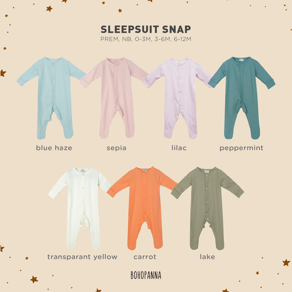Bohopanna - Sleepsuit Snap / Baju Tidur Bayi Unisex (Premature - 1 Tahun)
