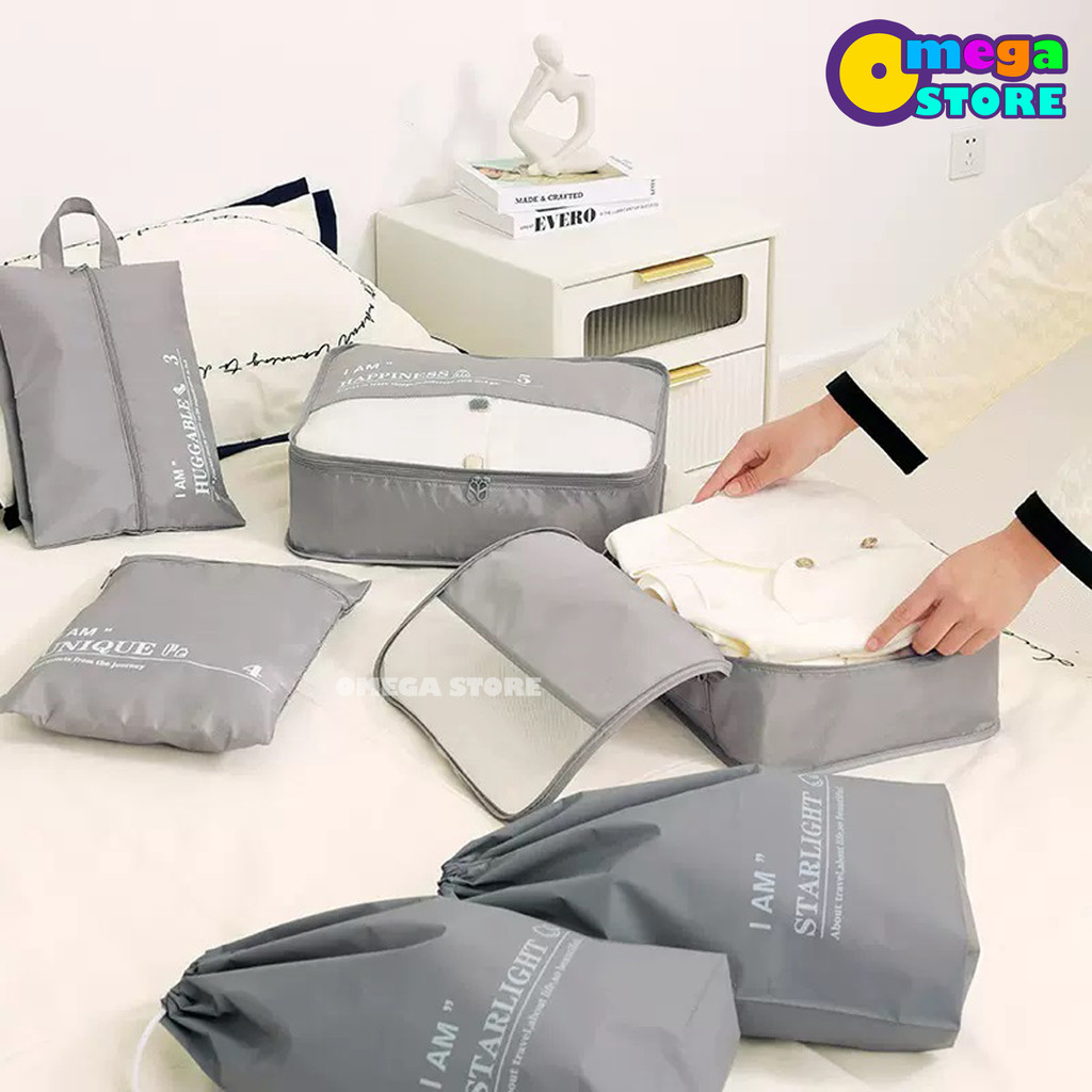 Travel Pouch Bag Bag Laundry Pouch Organizer 6 in 1 Tas Penyimpanan Untuk Travel -1004