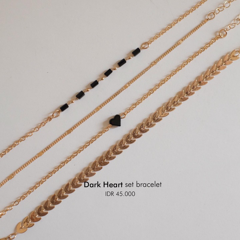 Ark.co - DARK MOON DARK HEART set bracelet gelang tangan tumpuk stack beads black bulan bintang