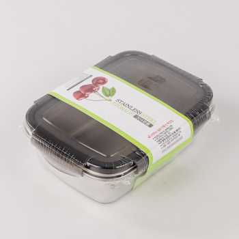 Kotak Makan Bento Lunch Box Stainless Steel / Kotak Bekal Makan Siang Anak Dewasa Anti Tumpah / Kotak Makan Bekal Sekolah Bimbingan Belajar Kuliah Kerja Jalan-Jalan / Tempat Penyimpanan Makanan Bento Lunch Box Tutup Transparan Premium Kokoh Kuat Awet