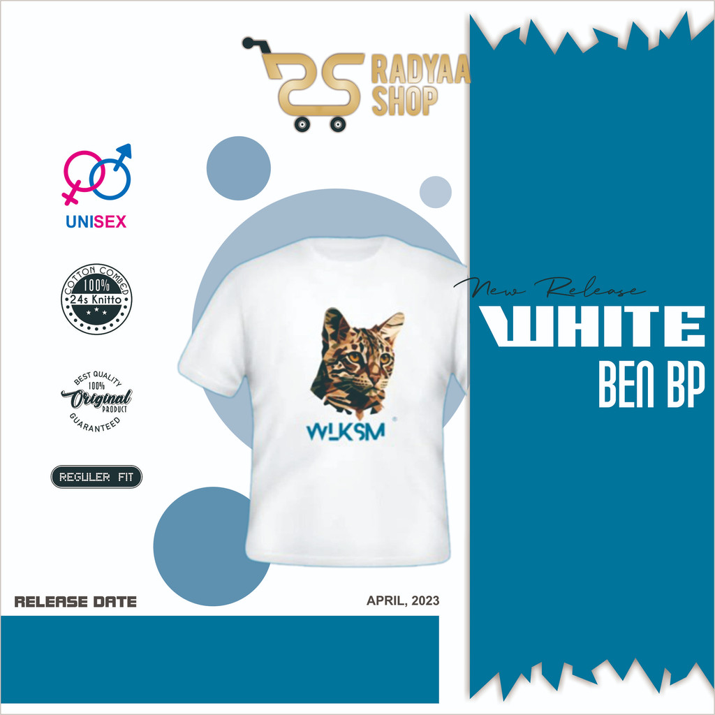 t shirt unisex kaos kucing bengal putih - S