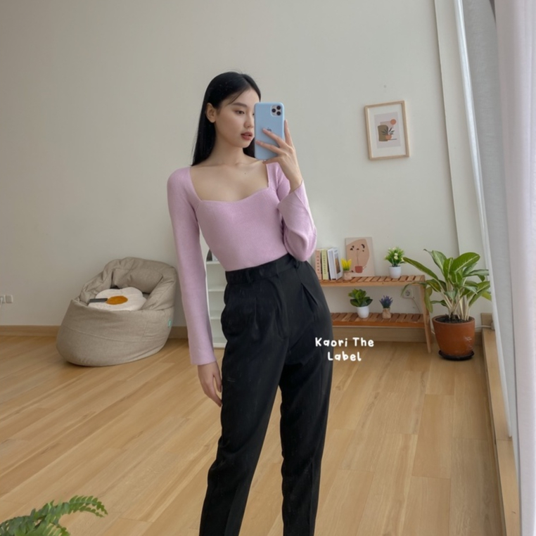 Ho-Nam Flare Sleeve Top - Atasan Rajut Wanita