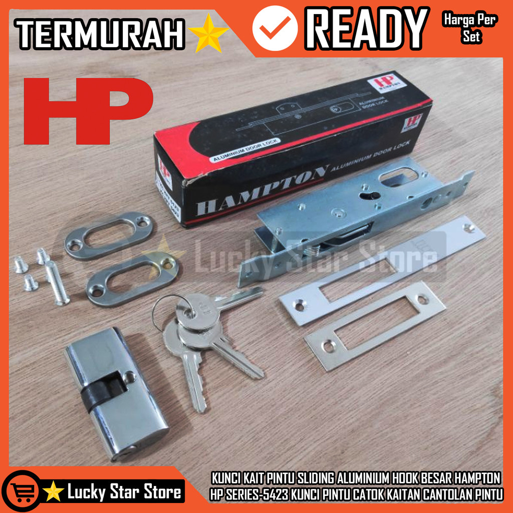Hampton Hp Kc 5423 Satu Set Lengkap Kunci Sliding Selinding Kait Pengait Pintu Aluminium Stainless S
