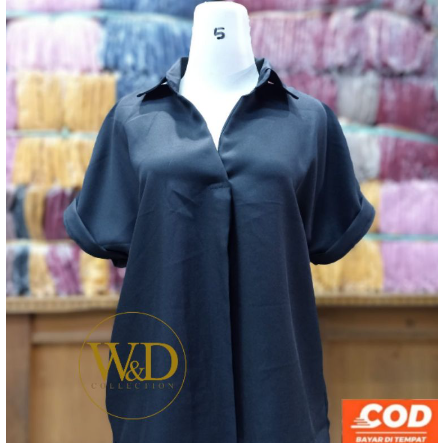 Baju Atasan Wanita / Blouse Lengan pendek / All size / Hitam