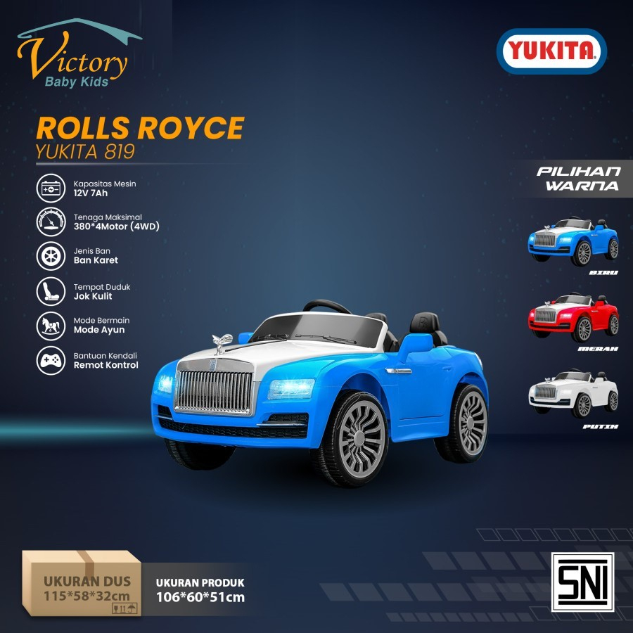 Yukita 819 - Rolls Royce - Mobil Aki Mainan Anak