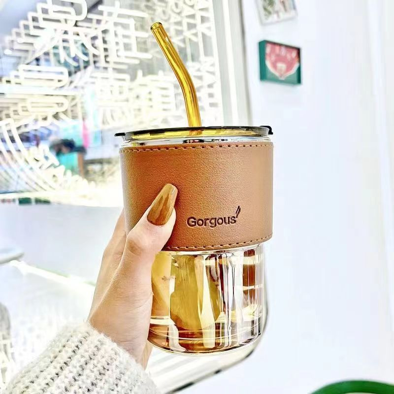 T&amp;Y Gelas Tumbler Aesthetic Gelas Minum Kaca Simple Elegan Water Bottle Cup for Coffee Dengan Penutup Simple Elegan Tumbler Gelas Kaca 2in1 Water Bottle Import Murah