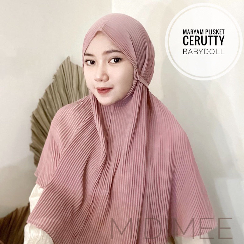 Hijab Bergo Maryam Plisket Full Lidi Hijab Tali Instan Cerutty Babydoll