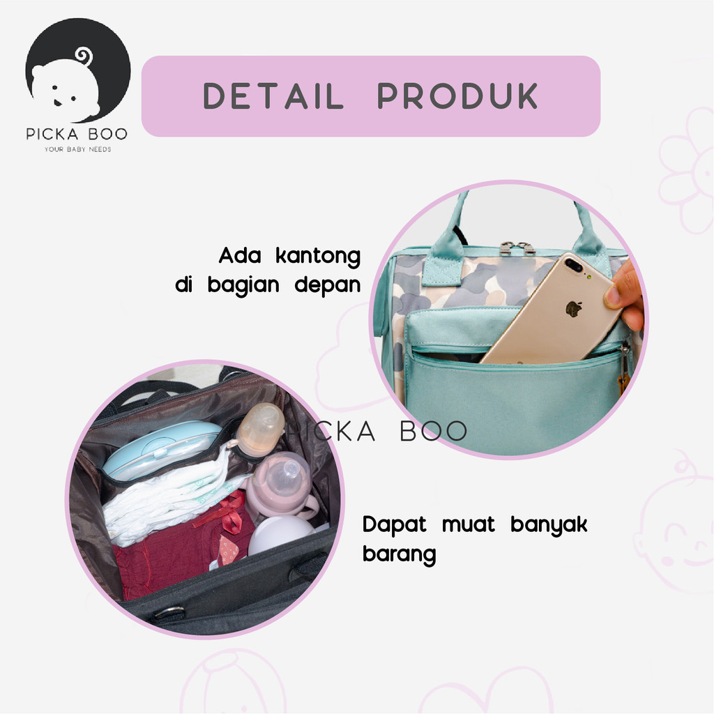 PICKA BOO Tas Ransel Bayi 3 in 1 Tas Organizer Multifungsi Diaper Bag Baby