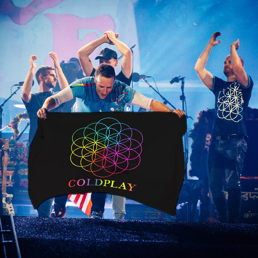 Bendera Band Coldplay Konser Jakarta Indonesia 2023 Music Of The Sphere Perlengkapan Tiket War Flag 