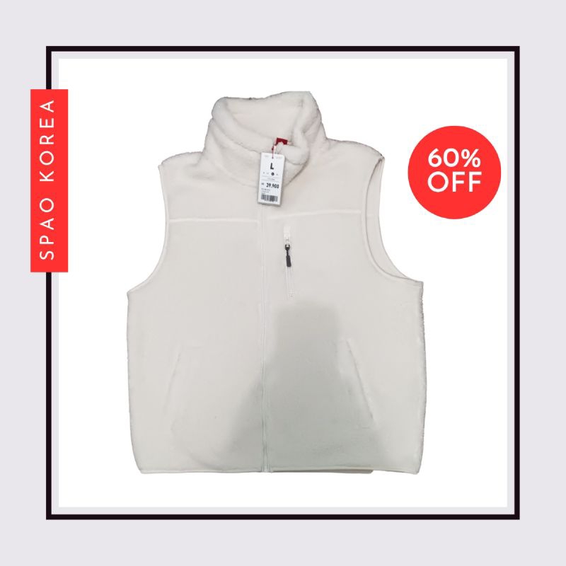 [TERMURAH] SPAO BRAND NEW WINTER VEST ROMPI BULU WHITE SIZE L