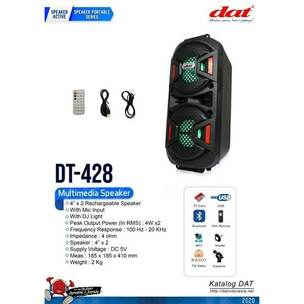 Speaker Portable DAT DT-428 / DT 428 / DT428 BLUETOOTH ORIGINAL DAT