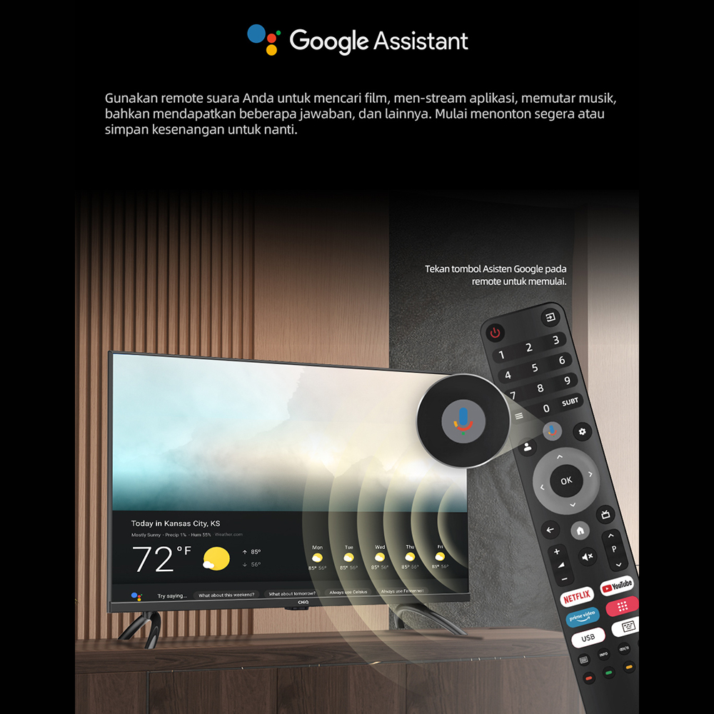 【Google TV】CHiQ 40 inch Smart TV Full HD-HDR10+DBX Dolby Audio Google Assistant Netflix Youtube Digital TV (L40G7P)