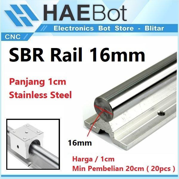 [HAEBOT] Rail SBR16 SBR 16 1cm Rel Linear Shaft As 16mm CNC Stainless Steel Part Slider As Batang Industri Plasma Router Mesin Mekanik