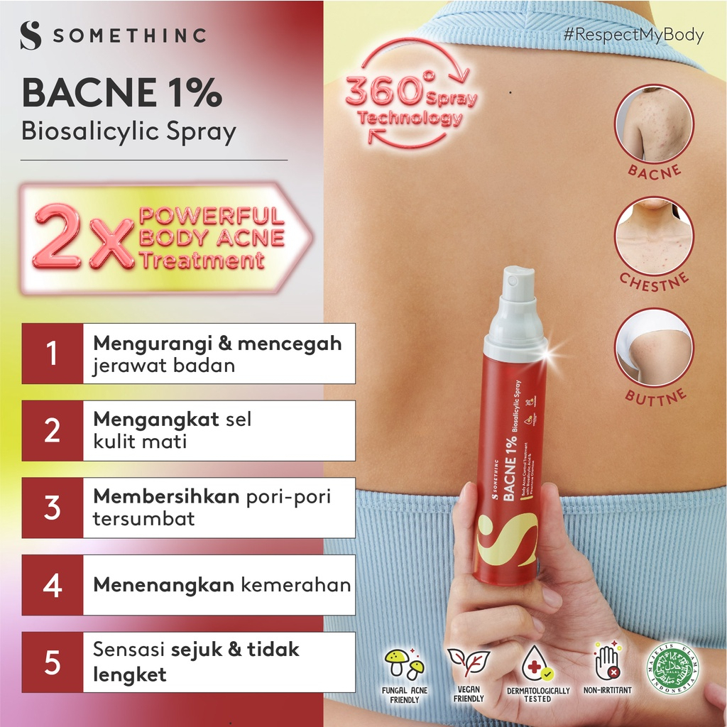 ✨ AKU MURAH ✨ SOMETHINC Bacne 1% Biosalicylic Spray - Spray Jerawat Badan &amp; Jerawat Punggung