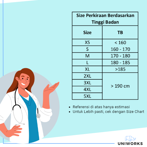 UNIWORKS Jas Laboratorium Lengan Panjang Karet Seri WRST Warna Putih dengan Karet di Pergelangan