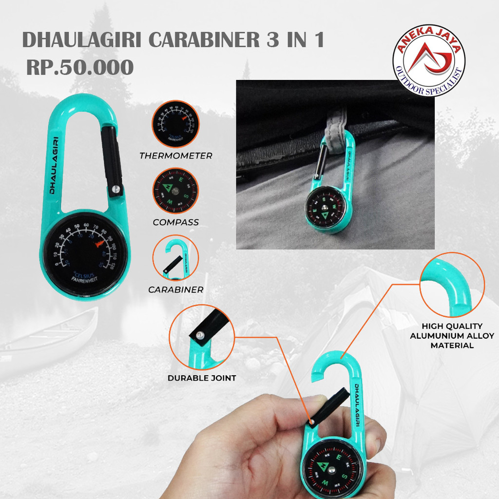 KARABINER DHAULAGIRI 3 IN 1 CARABINER COMPASS THERMOMETER