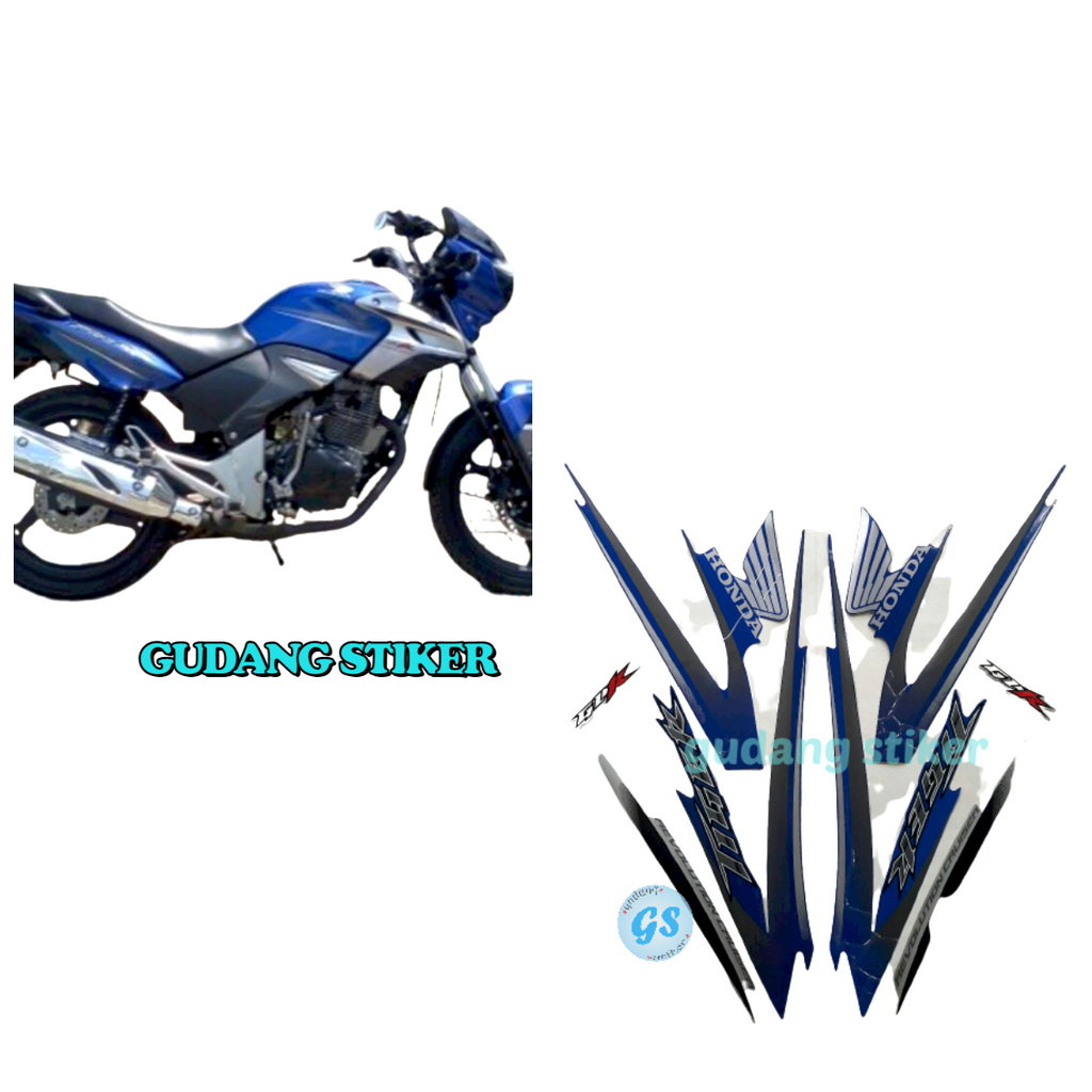 Sticker Striping Body Motor Honda TIGER Revo 2009 Biru