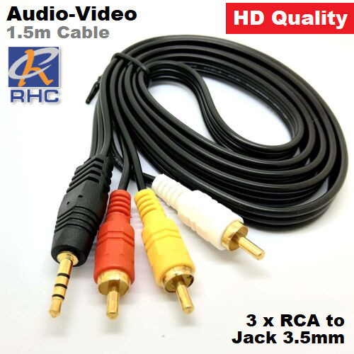 Kabel Audio Video Stereo RCA to Jack AUX 3.5mm Male Cable Splitter 1-3