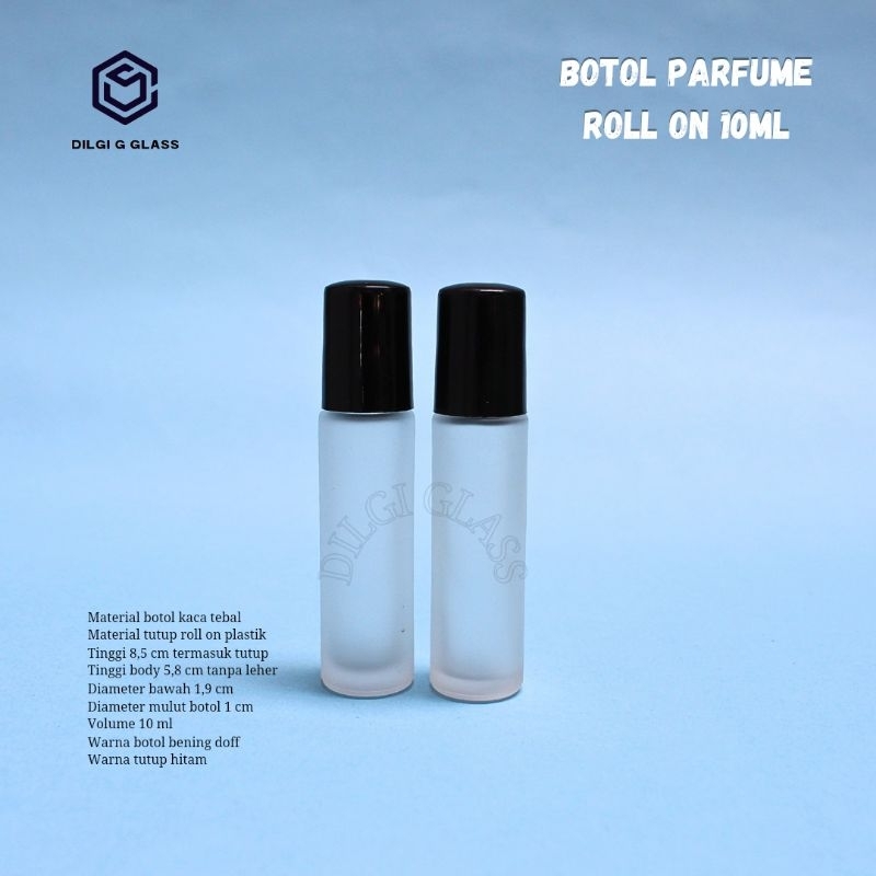 Botol roll on 10ml/botol parfume roll on 10ml frosted tutup hitam