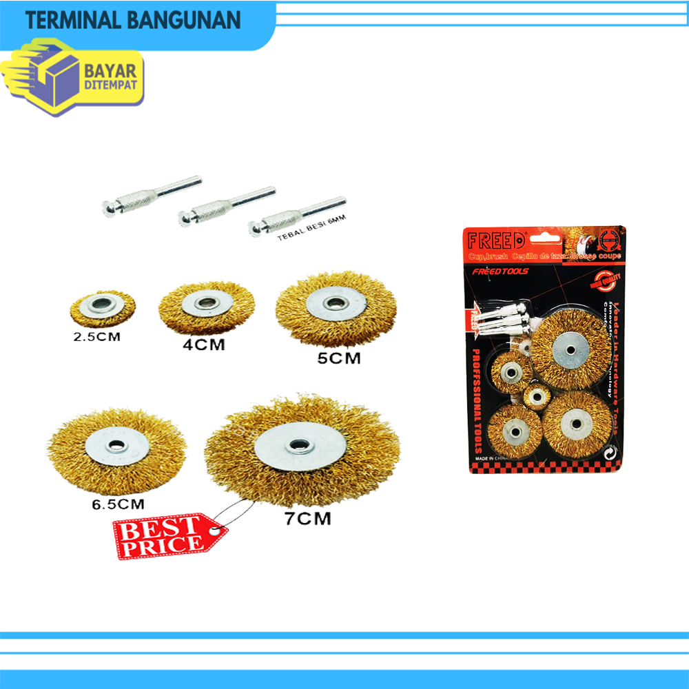 Sikat Gurinda Gepeng 1 Set Isi 5 Pcs Kuningan Freed Sikat Piring