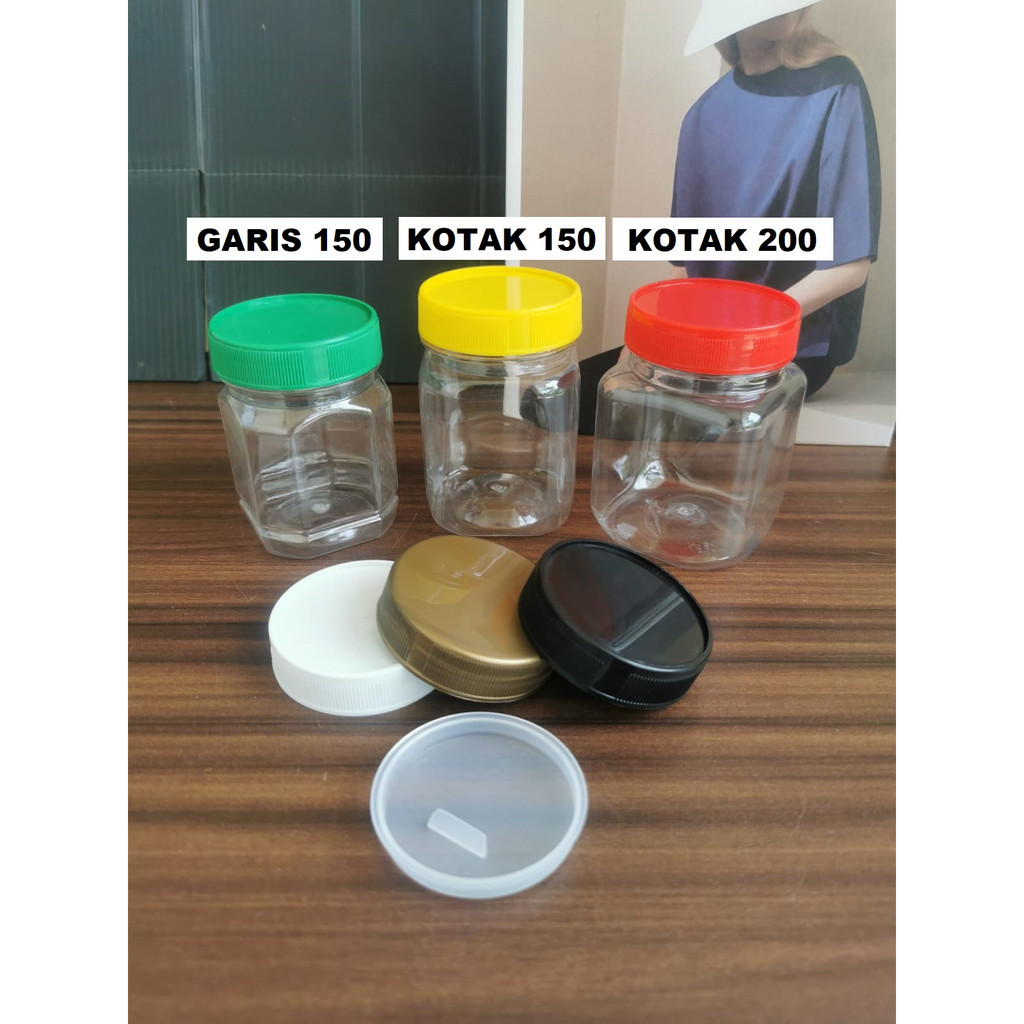 GRATIS PLUG - Toples Plastik 200 ml KOTAK / Toples Sambal / Toples Bumbu / Toples Bawang / Toples Selai Toples Jar