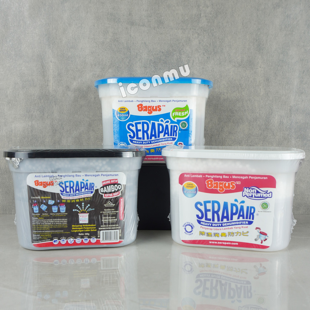 Bagus Serap Air Heavy Duty Dehumidifier Square Box 450ml - Charcoal / Extra Fresh / Non Perfumed