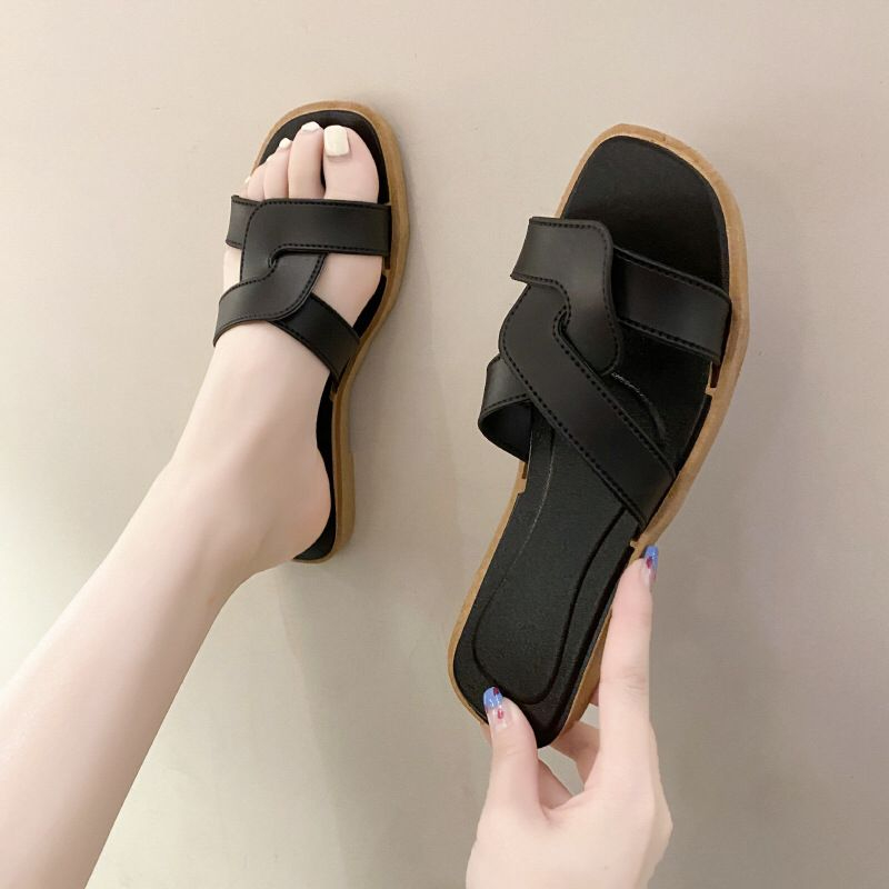 Sendal Jelly Slop Karet Wanita Sandal Flat Slip On Fashion Korea