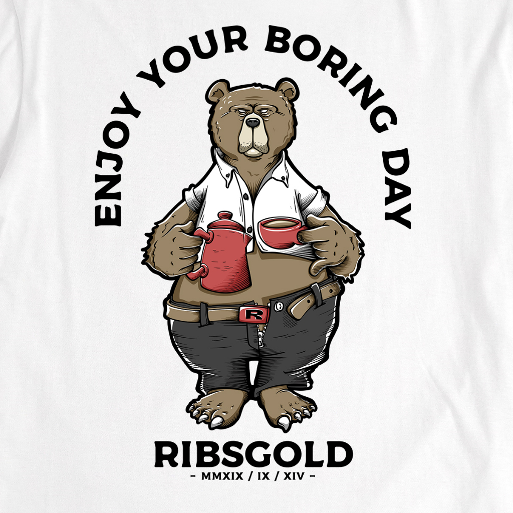 Ribsgold T Shirt Enjoy Your Boring Kaos Tshirt T-shirt Distro Lengan Pendek Katun Putih