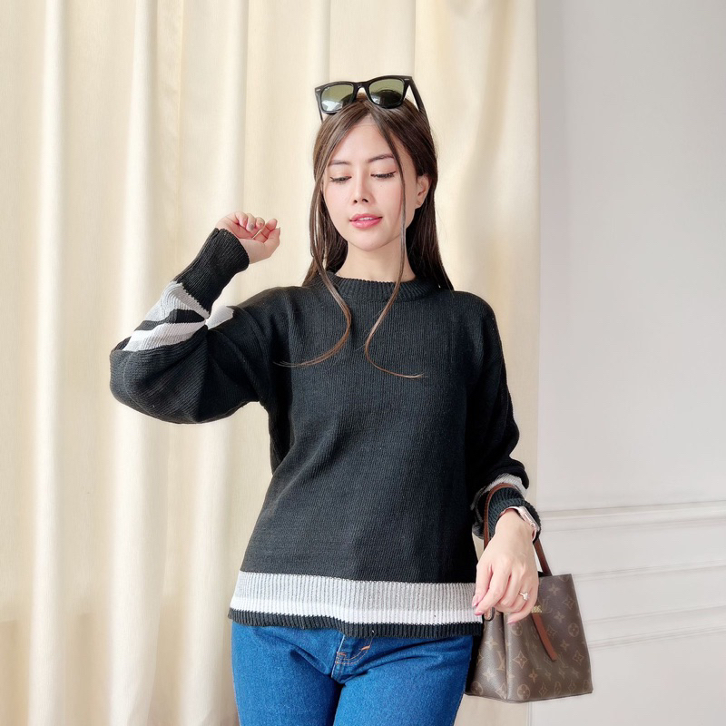 AFI - EC - RJT Kyuna Sweater Rajut Crop top Knit Wanita  Oversize Murah Halus Korean Style