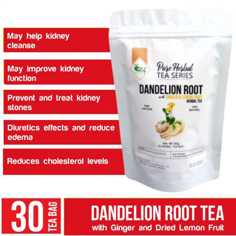 

ELIF TEA Dandelion Root Ginger Lemon Herbal Tea for Kidney Cleanse (30 Tea Bag)