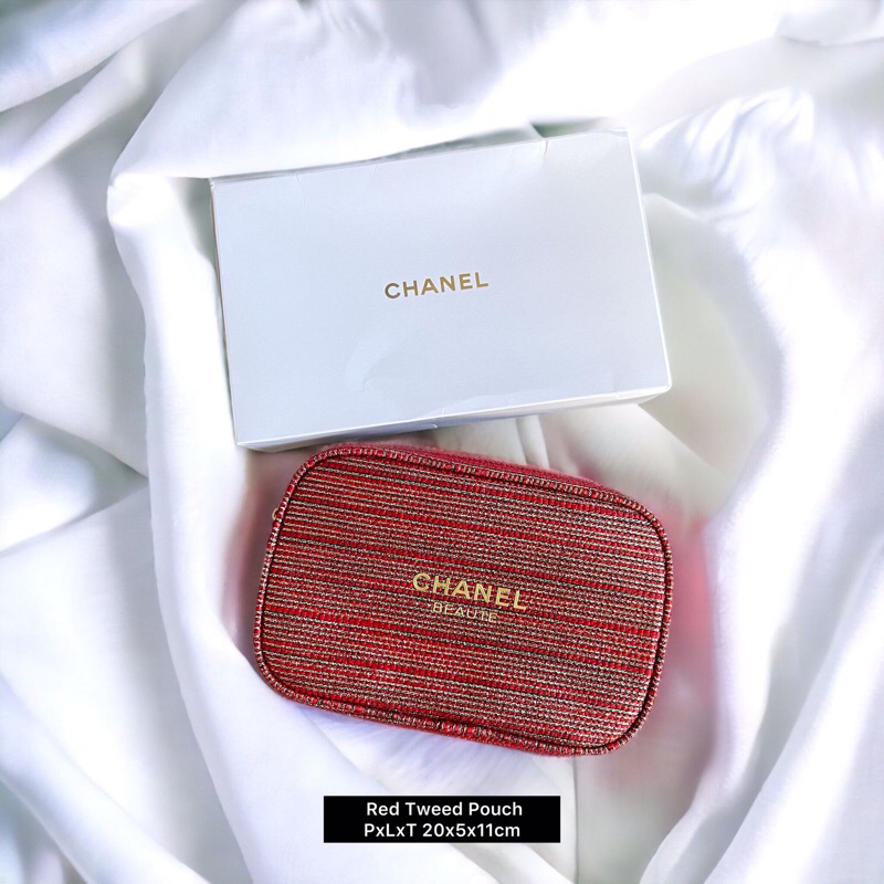 Chanel Red Tweed Pouch
