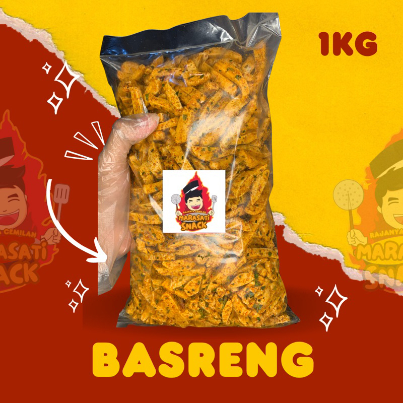 

Basreng Pedas Nampol daun jeruk 1kg Marasati.Snack