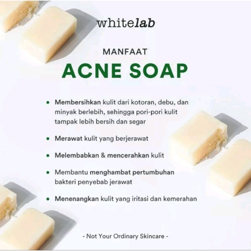 Whitelab Acne Bar Soap 80gr Sabun Batang Untuk Kulit Berjerawat