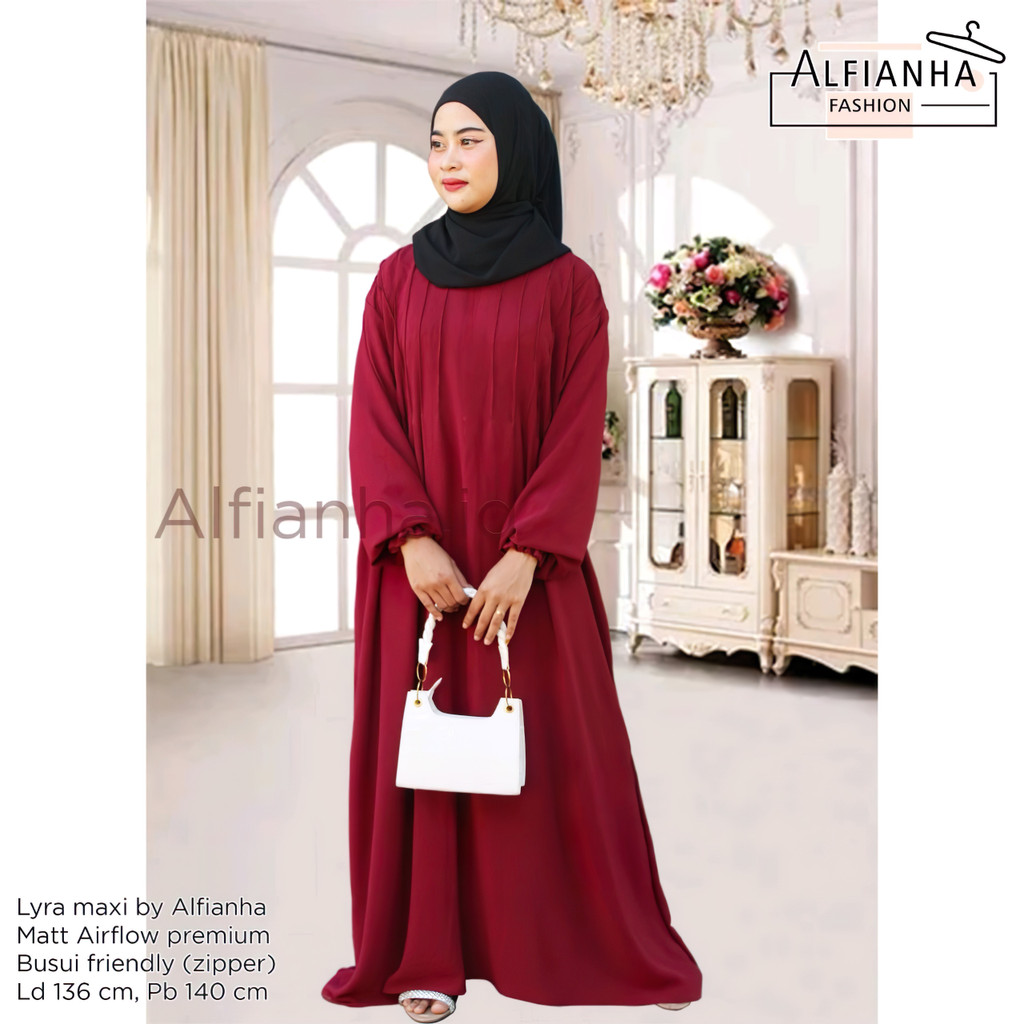 Gamis jumbo wanita ld 136 lyra busui zipper cringkle airflow premium