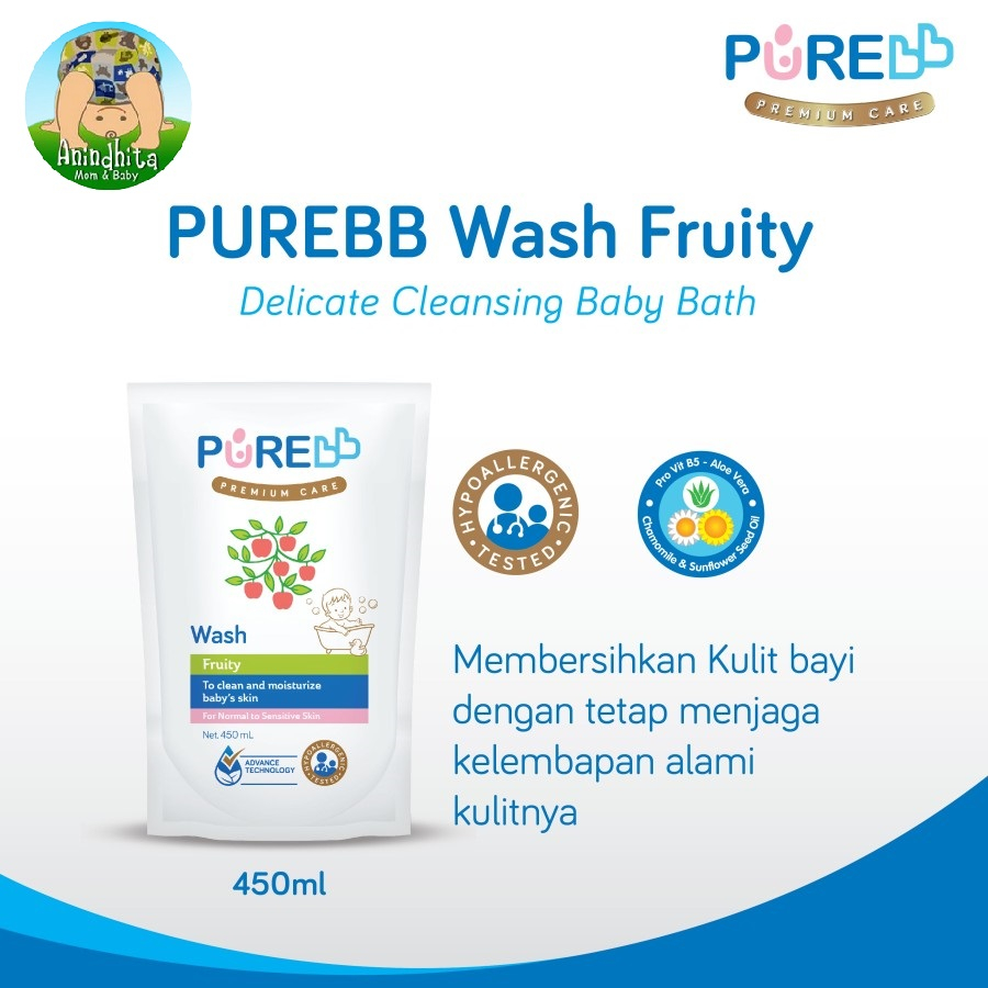 PURE BB Baby Wash Refill 450ml | Sabun Mandi Bayi | Baby Wash Purebaby