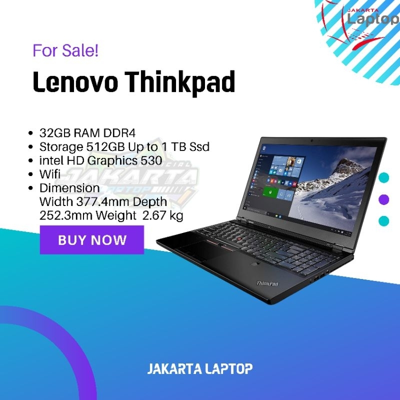 Laptop Lenovo P50 NVIDIA 2Gb | Ram 32Gb | Ssd 512Gb | Mulus Murah Bergaransi