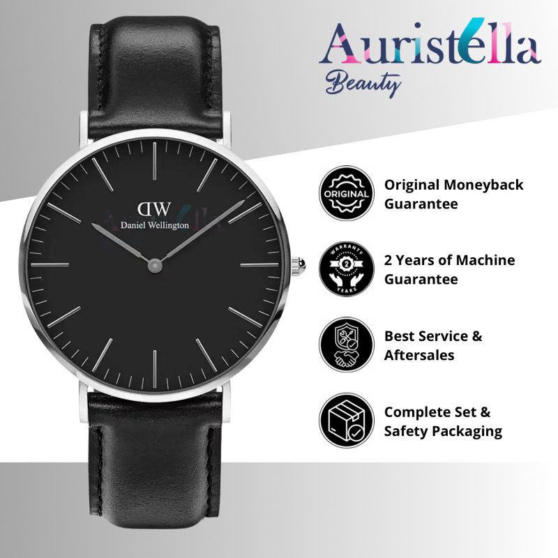 JAM TANGAN DANIEL WELLINGTON CLASSIC SHEFFIELD BLACK SILVER 40MM DW ORIGINAL