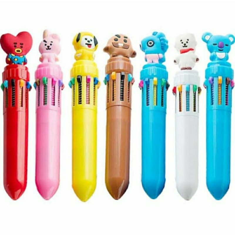 

Bulpen Pena 10 Warna Pulpen BT 21 Karakter Boneka Bulpoint Cute