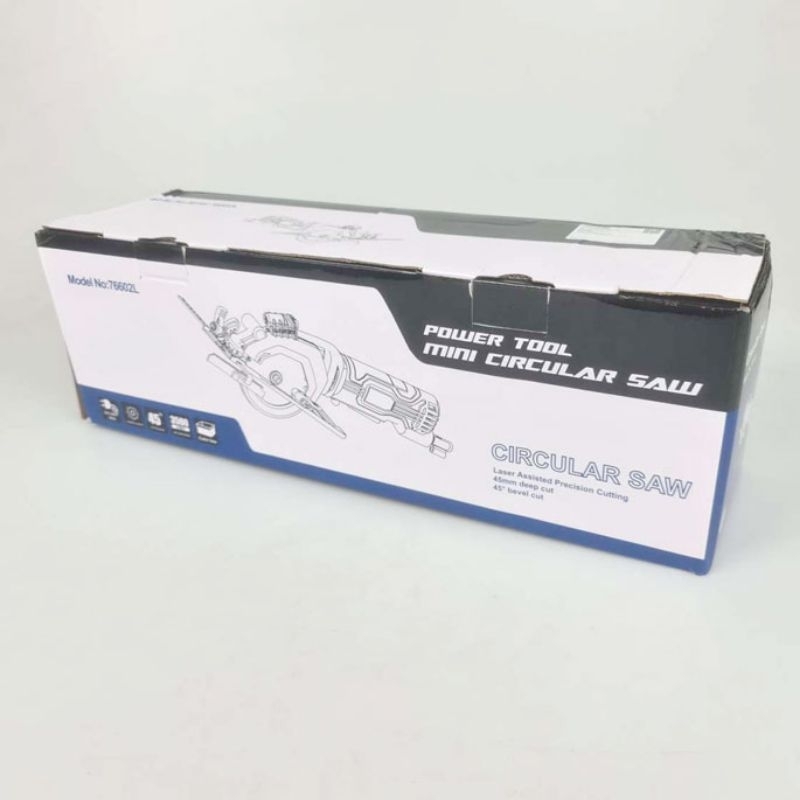 NEWONE Gergaji Mesin Mini Plunge Circular Saw 480W with Laser - 76602L - Black