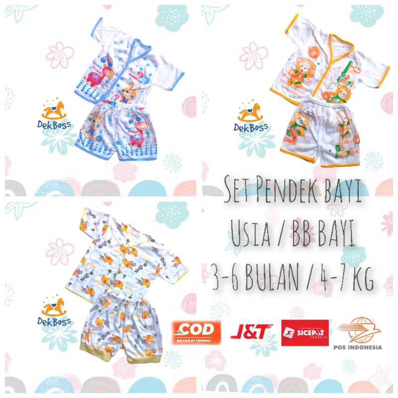 Set Baju setelan bayi kancing depan lengan pendek baru lahir newborn laki laki perempuan 0 6 bulan stelan baju harian bayi murah untuk cewek cowok