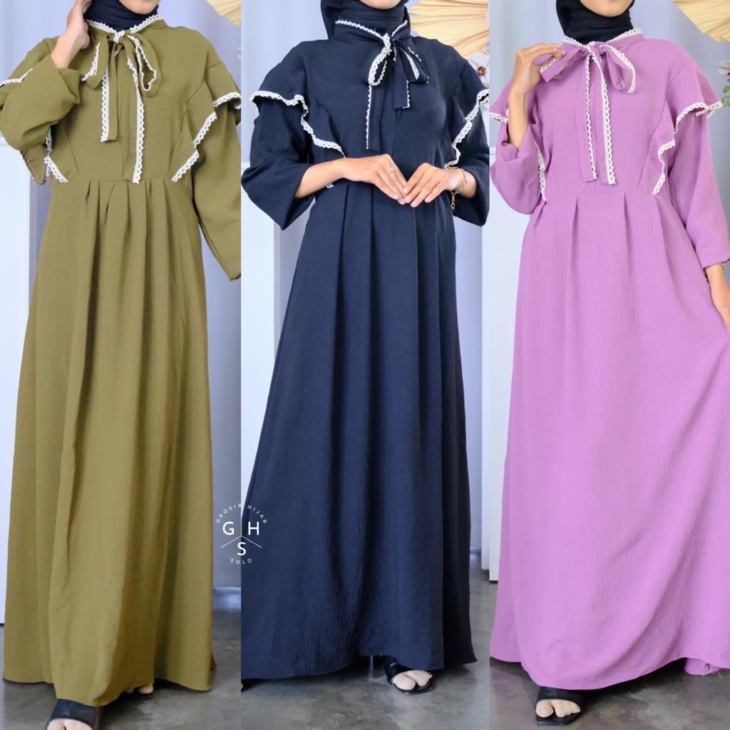 (DBY) GAMIS LARASATI RENDA DAILY BUSUI DRESS AIRFLOW CRINCLE