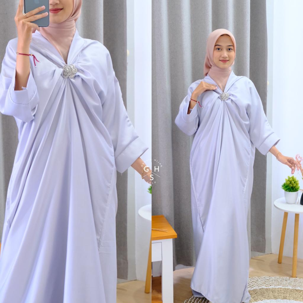 ARIEL GAMIS KAFTAN LEBARAN OVERSIZE DRESS PANJANG ATASAN WANITA SATIN SILK PREMIUM (AMD)