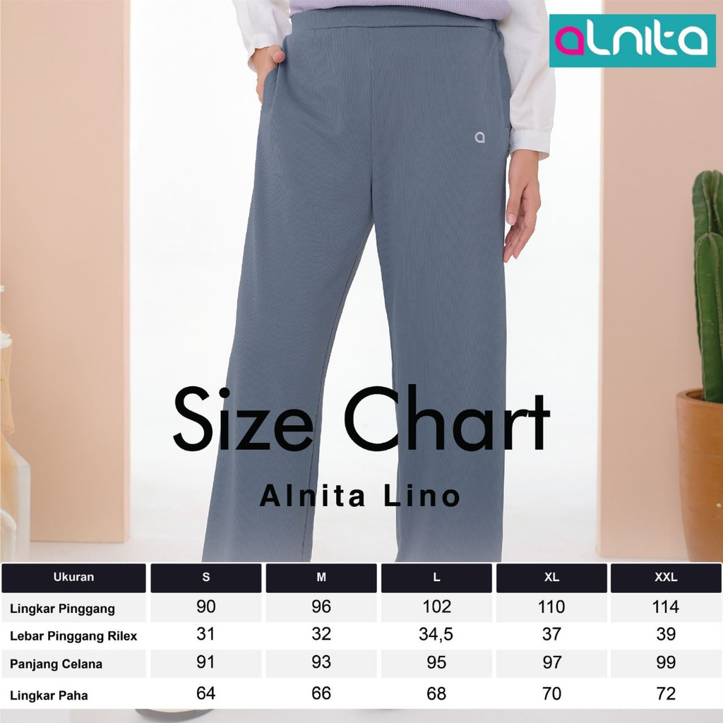 Alnita LINO PANTS Celana Wanita Bahan Ravena Kulot Muslimah Modern BISA COD