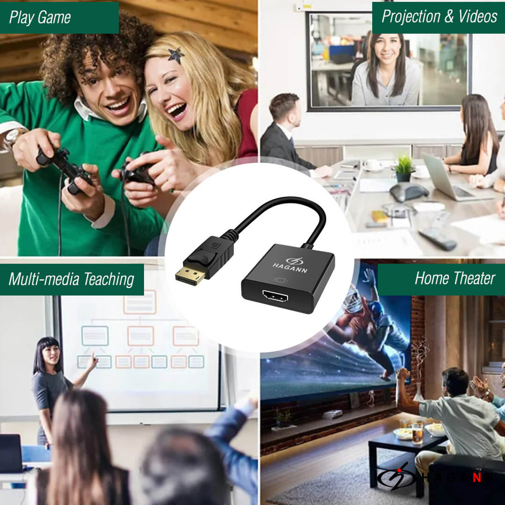 HAGANN CON-CC05 Converter Display Port to HDMI | Kabel DP ke HDMI | Adapter Konverter Konektor – Garansi 1 Tahun