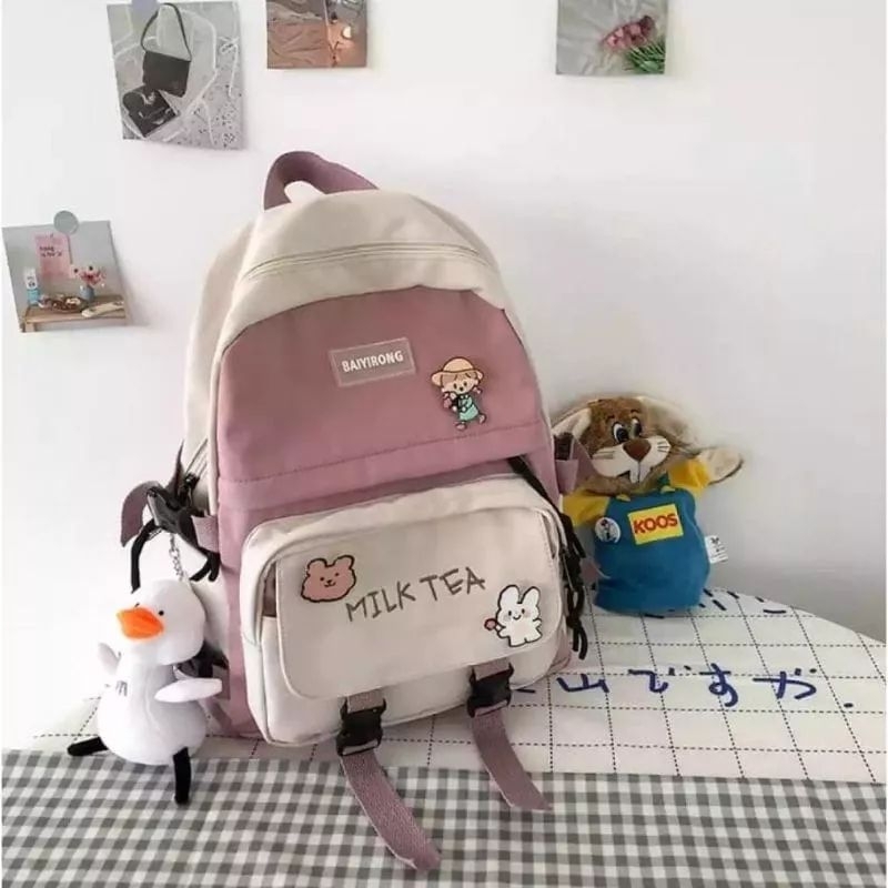 READY Tas Ransel BackPack Sekolah Anak Sd Smp Ransel Sekolah Milktea Tas Perempuan