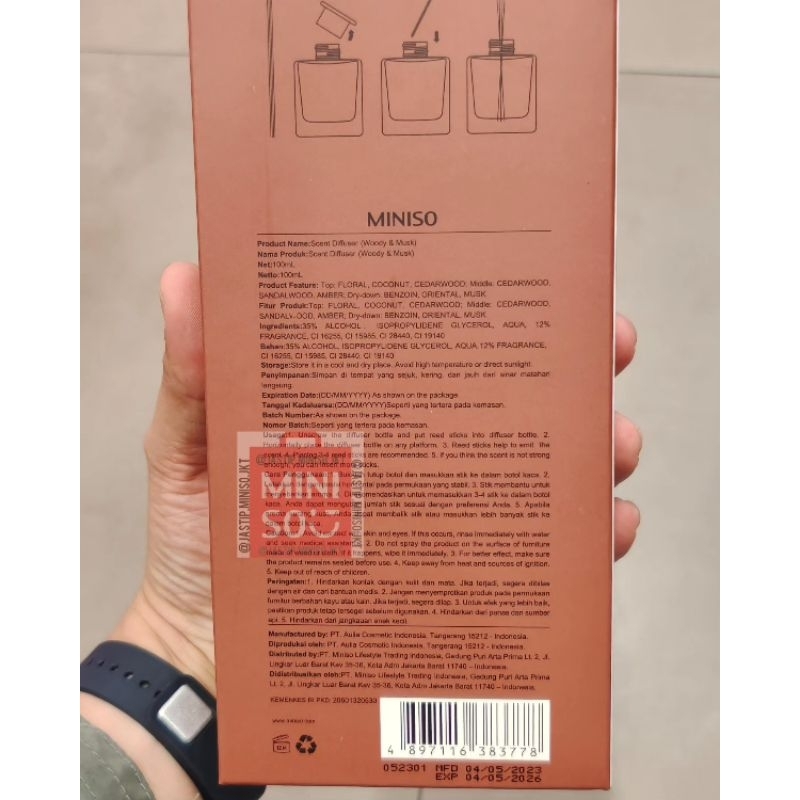 MINISO Scent Diffuser WOODY & MUSK (100ml) Exp.05/2026