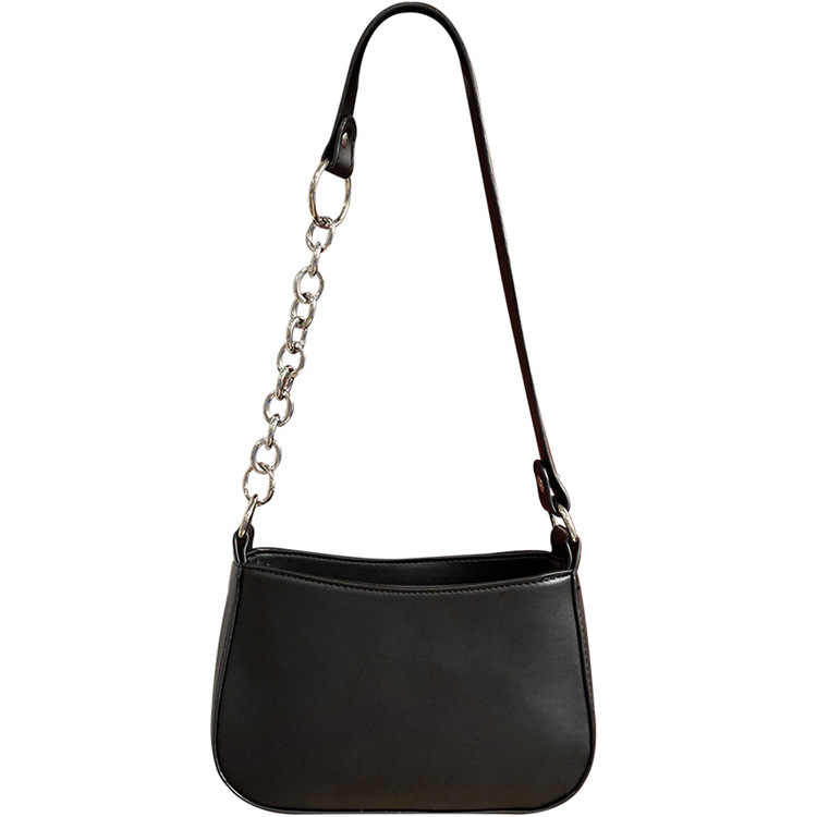 Net merah tas wanita hitam putih sederhana Messenger tas tas bahu cincin logam rantai ketiak tas Messenger tas fashion shoulder bag