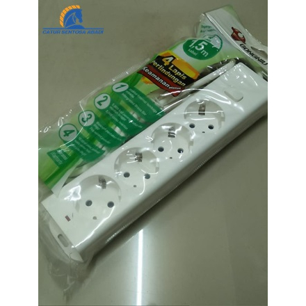 Stop kontak GONGNIU uticonn 4 lubang stop kontak 1 switch 1,5 M CSA