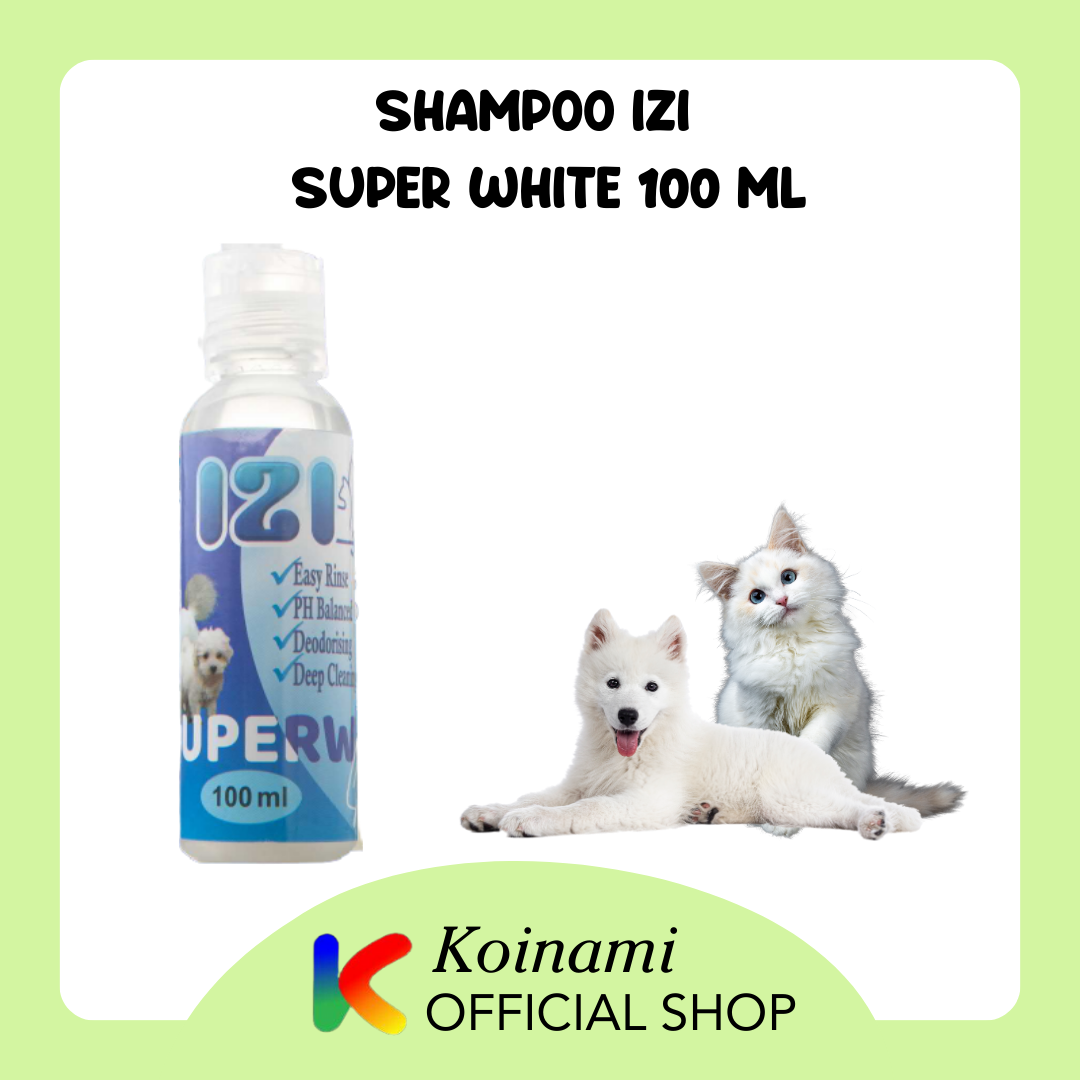 IZI SHAMPO SUPER WHITE 100 ml / SHAMPO KUCING / SHAMPO ANJING / GROOMING / BTM